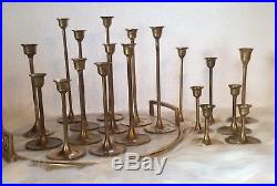 Mixed Lot Of 19 Vintage Brass Candle Sticks Holders patina Wedding Tiered Tulip