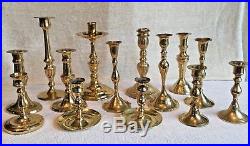 Mixed Lot of 14 Vintage Brass Candle Holders Candlesticks Shiny Weddings