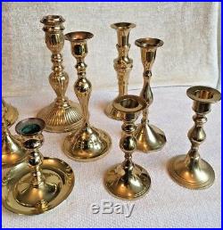 Mixed Lot of 14 Vintage Brass Candle Holders Candlesticks Shiny Weddings