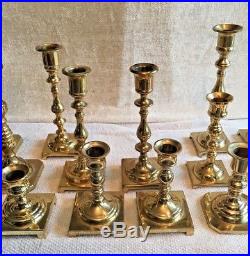 Mixed Lot of 16 Vintage Brass Candle Holders Candlesticks Shiny- Weddings