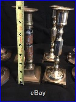 Mixed Lot of 16 Vintage Brass Candlestick Candle Holders Wedding Craft Decor