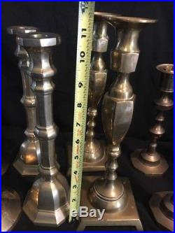 Mixed Lot of 16 Vintage Brass Candlestick Candle Holders Wedding Craft Decor