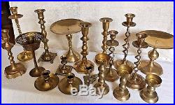 Mixed Lot of 18 Vintage Brass Candle Holders Candlesticks Patina Weddings