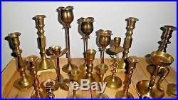 Mixed Lot of 18 Vintage Brass Candle holders Candlesticks Patina Wedding Crafts