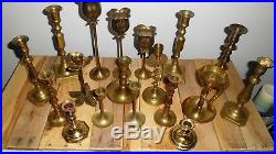 Mixed Lot of 18 Vintage Brass Candle holders Candlesticks Patina Wedding Crafts