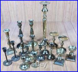 Mixed Lot of 18 Vintage Brass Candlestick Candle Holders -Wedding Craft Decor