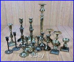 Mixed Lot of 18 Vintage Brass Candlestick Candle Holders -Wedding Craft Decor