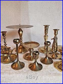Mixed Lot of 19 Vintage Brass Candle Holders Candlesticks Shiny Weddings