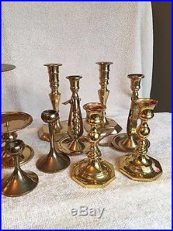 Mixed Lot of 19 Vintage Brass Candle Holders Candlesticks Shiny Weddings