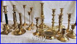 Mixed Lot of 19 Vintage Brass Candle Holders Candlesticks shiny (2068)