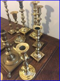 Mixed Lot of 20 Brass Candlestick Candle Holders Shiny Patina Wedding Event