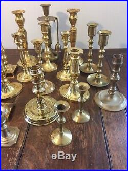 Mixed Lot of 20 Solid Brass Candlestick Candle Holders Patina Wedding Event