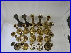Mixed Lot of 20 Tall Vintage Solid Brass Candle Holders Candlesticks Weddings #2