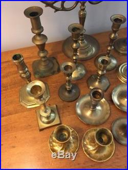 Mixed Lot of 20 Vintage Brass Candle Holders Candlesticks Candelabra Patina