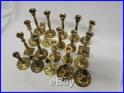 Mixed Lot of 20 Vintage Brass Candle Holders Candlesticks Patina Weddings