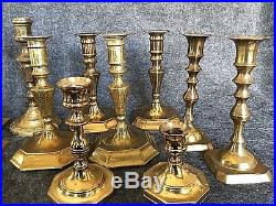 Mixed Lot of 20 Vintage Brass Candle Holders -Candlesticks -Patina-Weddings