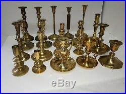 Mixed Lot of 20 Vintage Brass Candle Holders Candlesticks Patina Weddings Lot 3