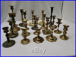 Mixed Lot of 20 Vintage Brass Candle Holders Candlesticks Weddings Lot 1