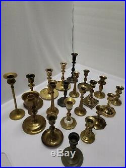 Mixed Lot of 20 Vintage Brass Candle Holders Candlesticks Weddings Lot 1