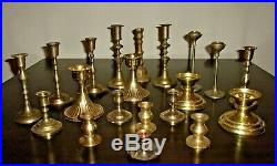 Mixed Lot of 20 Vintage Solid Brass Candle Holders Candlesticks Patina Reception