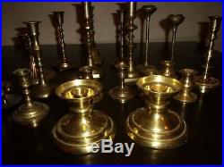 Mixed Lot of 20 Vintage Solid Brass Candle Holders Candlesticks Patina Reception