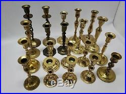 Mixed Lot of 20 Vintage Taller Brass Candle Holders Candlesticks Weddings Lot 1