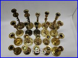 Mixed Lot of 20 Vintage Taller Brass Candle Holders Candlesticks Weddings Lot 1
