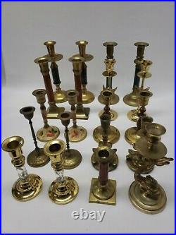 Mixed Lot of 20 Vintage Taller Brass Candle Holders Candlesticks Weddings Lot 2