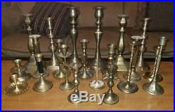 Mixed Lot of 21 Vintage Brass Candle Holders Candlesticks