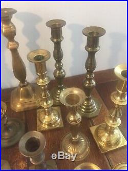 Mixed Lot of 21 Vintage Solid Brass Candle Holders Candlesticks Patina Reception