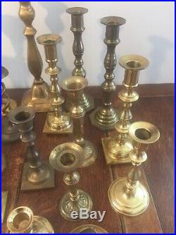 Mixed Lot of 21 Vintage Solid Brass Candle Holders Candlesticks Patina Reception