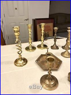 Mixed Lot of 23 Brass Candle Holders Candlesticks Weddings Vintage Baldwin