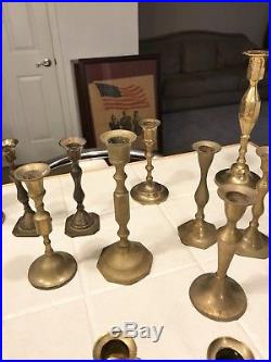 Mixed Lot of 23 Brass Candle Holders Candlesticks Weddings Vintage Baldwin