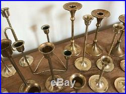 Mixed Lot of 23 Vintage Solid Brass Tapered Candle Holders Candlesticks Weddings