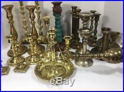 Mixed Lot of 24 Solid Brass Candlestick Candle Holders