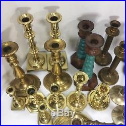 Mixed Lot of 24 Solid Brass Candlestick Candle Holders