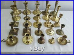 Mixed Lot of 25 Brass Vintage Taper Candlestick Candle Holders Patina Reception