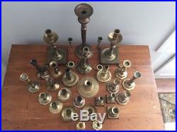 Mixed Lot of 26 Vintage Brass Candle Holders Candlesticks Patina Weddings