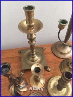 Mixed Lot of 26 Vintage Brass Candle Holders Candlesticks Patina Weddings