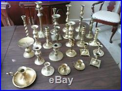 Mixed Lot of 26 Vintage Brass Candlestick Candle Holders Wedding Craft Decor
