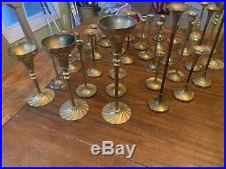 Mixed Lot of 35 Solid Brass Candlestick Candle Holders Patina Wedding Event
