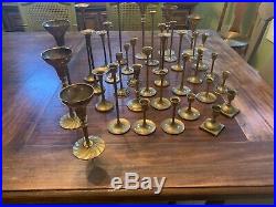 Mixed Lot of 35 Solid Brass Candlestick Candle Holders Patina Wedding Event