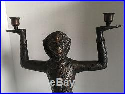 Monkey / Ape / Chimp Butler Metal Sculpture Candlestick Candle Holder Brass