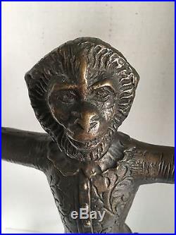 Monkey / Ape / Chimp Butler Metal Sculpture Candlestick Candle Holder Brass