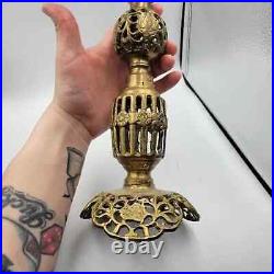 Monumental Pillar Candle Holder Vintage Brass Candlestick set of 2