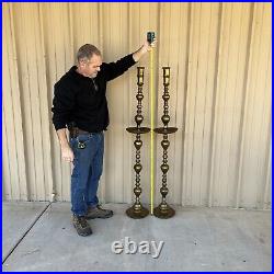 Moroccan Brass Altar Candle Holders XXLarge Pair Vintage Pillar Candlesticks 60