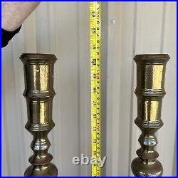 Moroccan Brass Altar Candle Holders XXLarge Pair Vintage Pillar Candlesticks 60