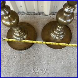 Moroccan Brass Altar Candle Holders XXLarge Pair Vintage Pillar Candlesticks 60