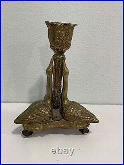 Mottahedeh Brass Candle Stick Holder with 3 Swan Birds Decoration