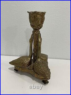 Mottahedeh Brass Candle Stick Holder with 3 Swan Birds Decoration